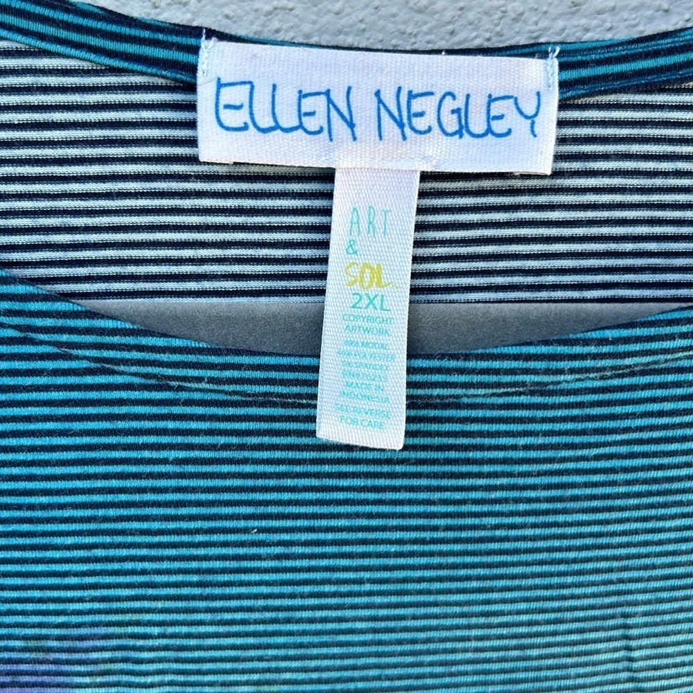 Ellen Negley Art & Sol Tunic Tropical Beach Scene Plus Size 2XL - Picture 4 of 5